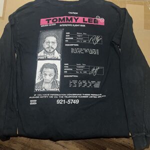 Post Malone Tyla Yaweh Tommy Lee Interstate Flight Risk Long Sleeve Shirt Small